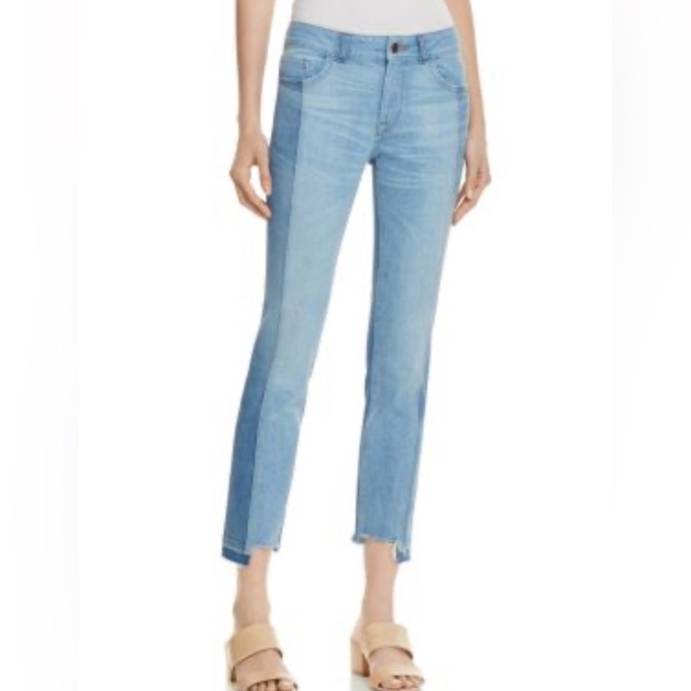 DL1961 Mara Instasculpt Two-Tone Ankle Straight Step Hem Jeans Size 29